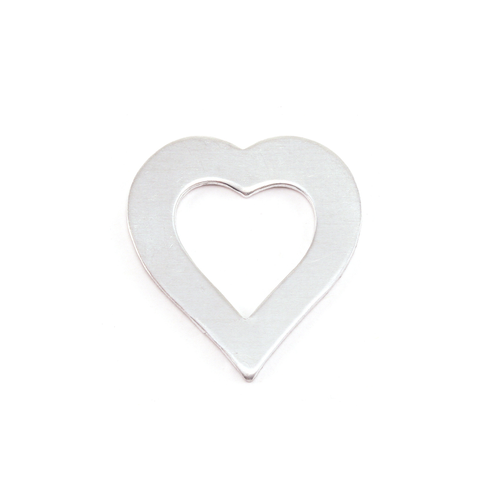 Metal Stamping Blanks Aluminum Heart Washer, 21mm (.83") x 19mm (.75"), 18g, Pack of 5